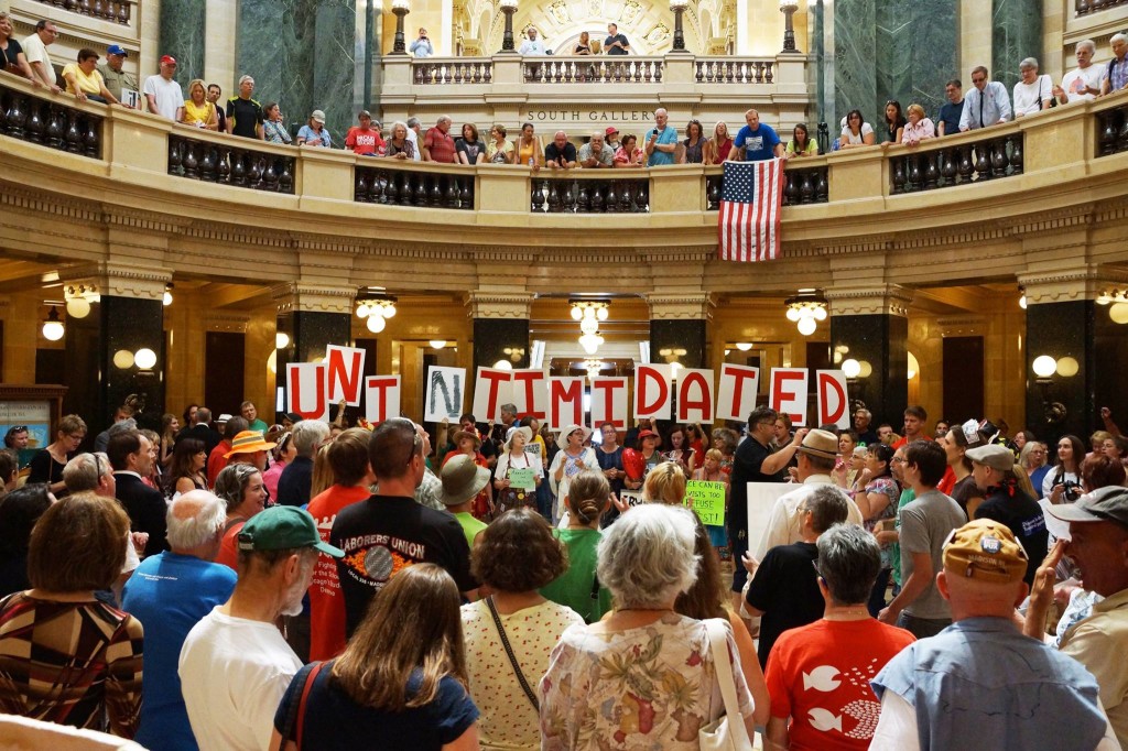 Solidarity at the Wisconsin State Capitol building in 2014.