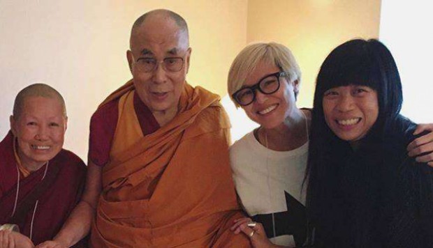 Denise Ho with the Dalai Lama on her birthday in March of this year (Facebook.)